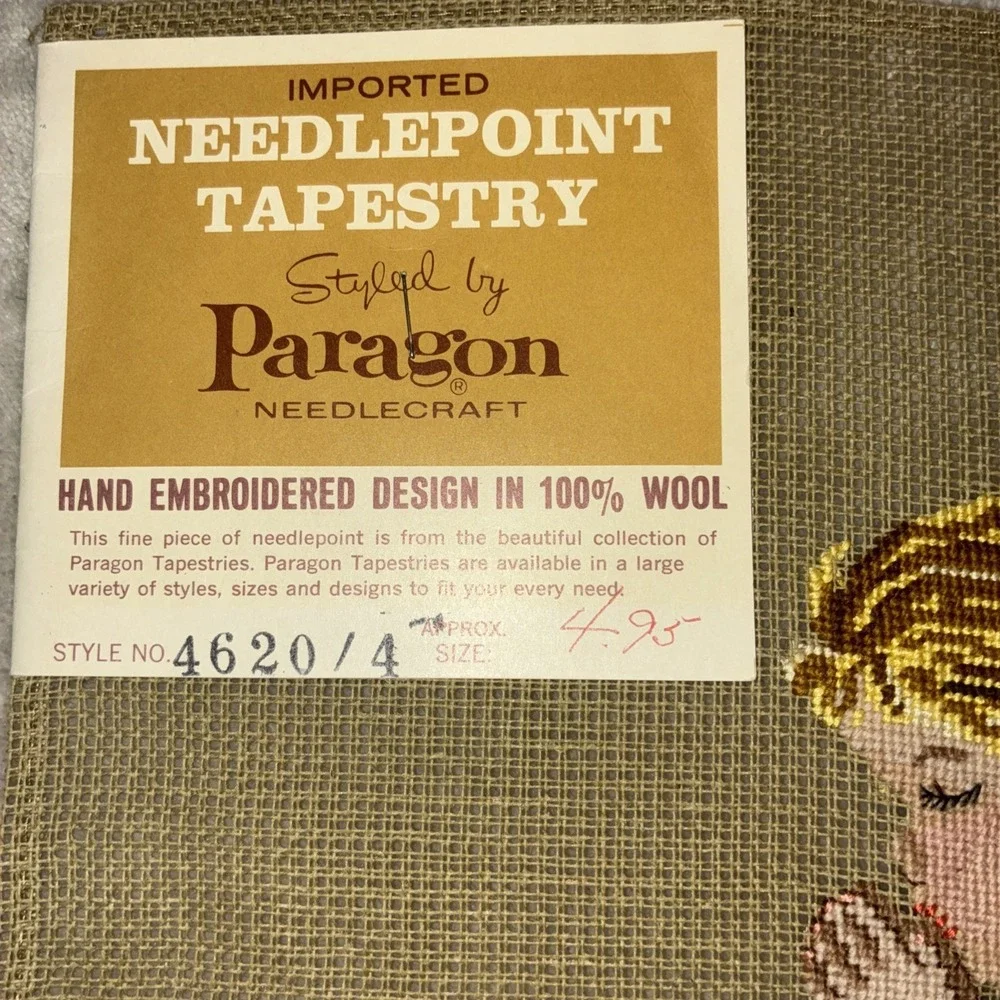 Paragon Needlepoint Tapestry Preworked Praying‎ Boy Girl Bedtime Prayer Vtg NEW